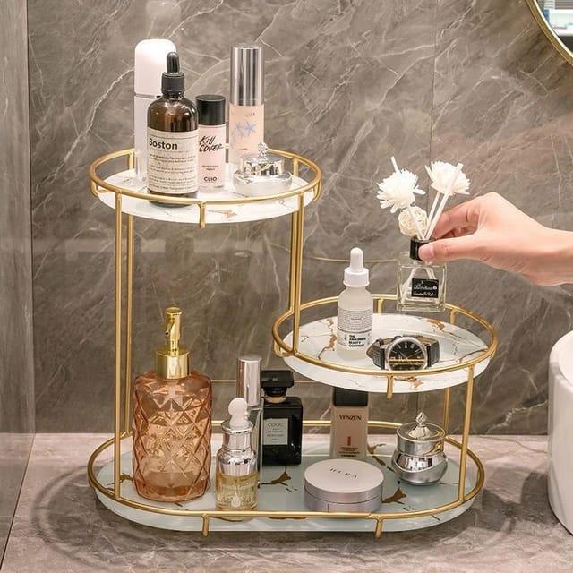Stylish Golden Makeup Organizer – 3-Tier Luxury Storage Solution