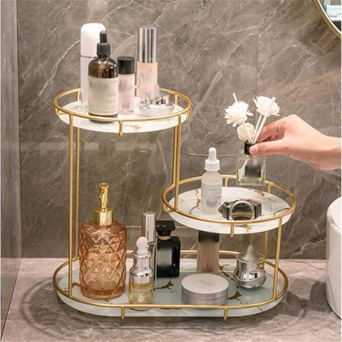 Stylish Golden Makeup Organizer – 3-Tier Luxury Storage Solution