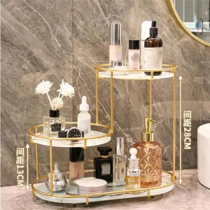 Stylish Golden Makeup Organizer – 3-Tier Luxury Storage Solution
