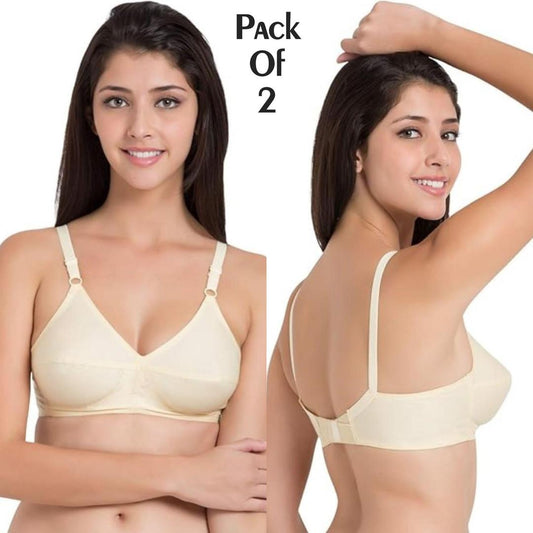 Cotton Non-Padded Minimizer Bra  Pack of 2 (Beige)
